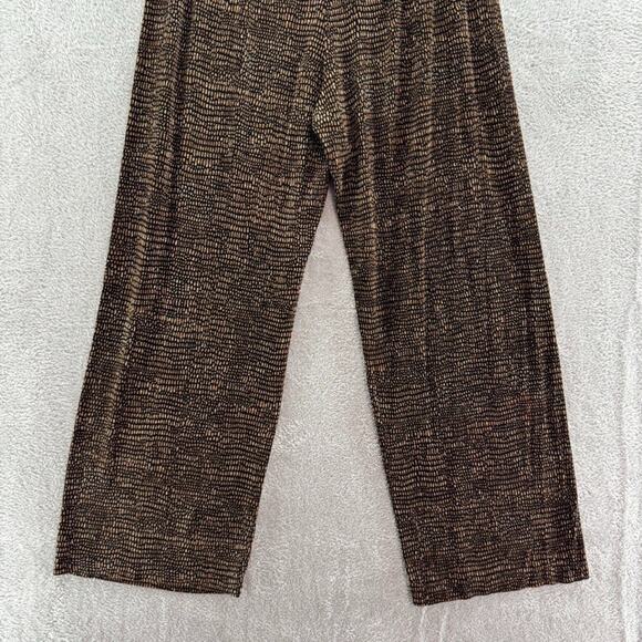 Chicos Travelers Pants 2 L/12 Brown Pullon Elastic Waist Wide Leg High Rise - Picture 7 of 13